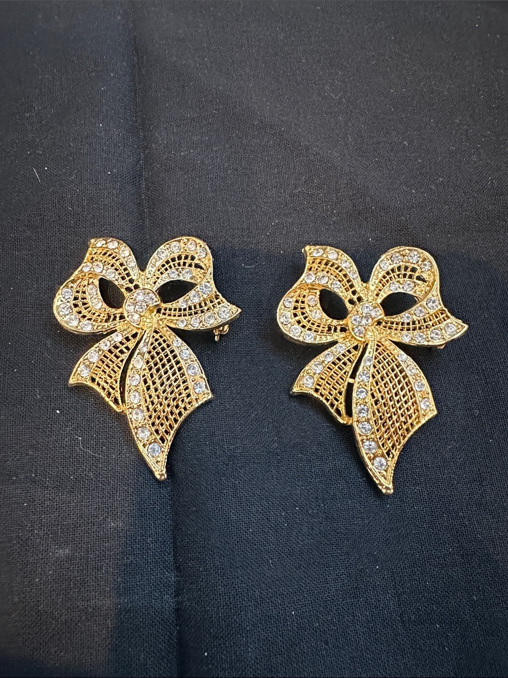 Gold Crystal Bow Brooch - Women Jewelry Accent